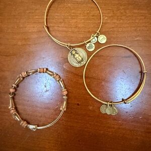 Alex and Ani Gold and Brown Charm Bracelets